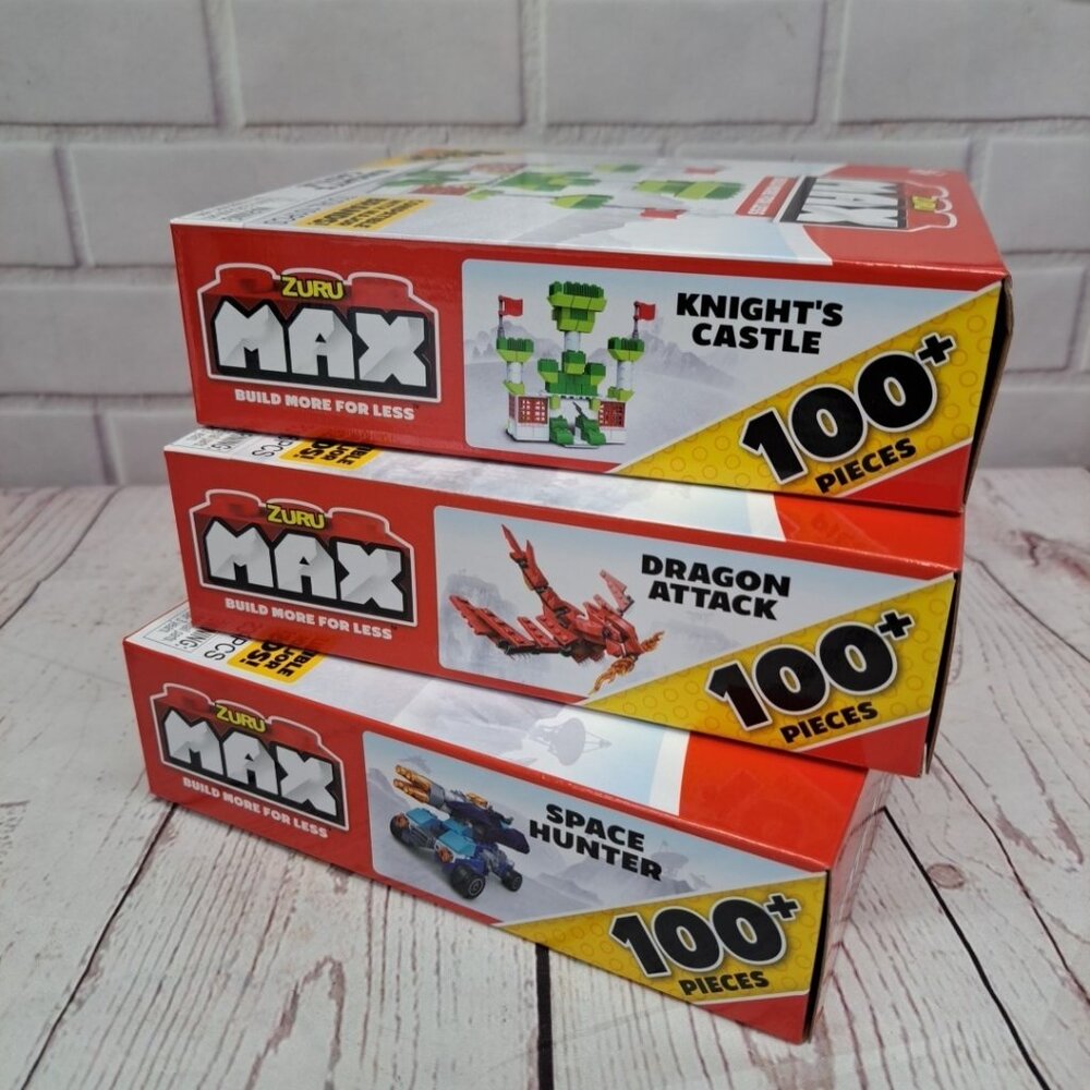 Lot of 3 Zuru Max Build, Space Hunter, Dragon Attack, Knights Castle, Sealed NIB - Picture 11 of 11